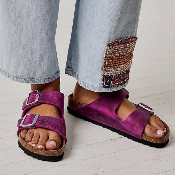NEW Birkenstock Made in Germany Arizona BS Sandals - Oiled Leathe Fuchsia unisex - Picture 1 of 14